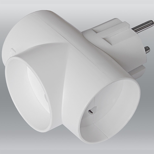 Тройник универсальный, 6А 250В, белый, 3Т, "Токер"