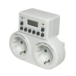 Розетка &quot;Feron&quot; двойная с таймером (недельная) &quot;TM25&quot; 2*8А, 2*1800Вт, 220В, IP20, электронное управление, резерв батареи 1,2В, 100часов