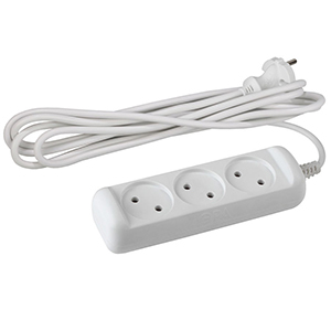 Удлинитель, 3 розетки без заземления, длина 7м, винил "Эра"U-3-7m