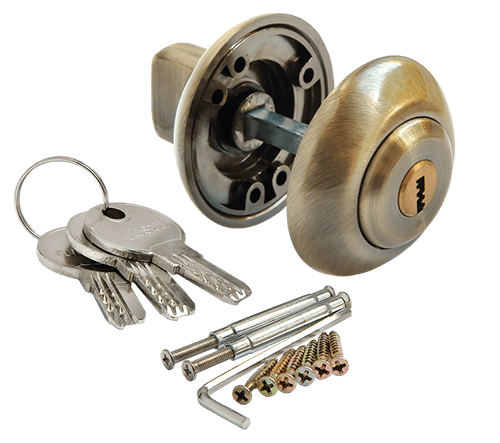 Завертка дверная с цилиндром "MH-CYL АВ", круглая накладка, "Бронза"