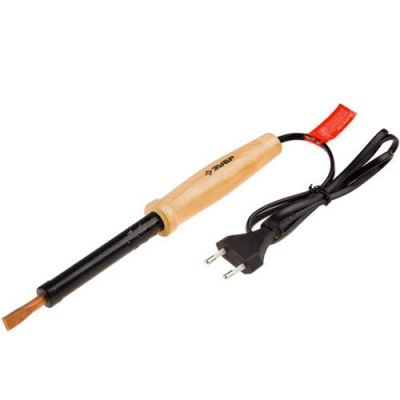 Электропаяльник ЗУБР 100Вт, с деревянной рукояткой, клин
