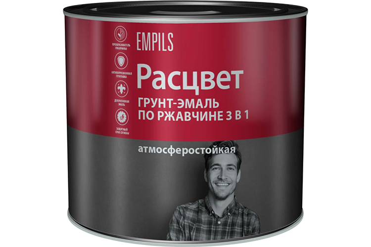 Грунт-эмаль по ржавчине "3 в 1" алкидная шоколадная "Расцвет", 2,7кг