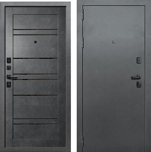 Дверь входная"Дуэт Barn",860*2050*100мм,левая,металл, - "Букле СБ-70",МДФ "Бетон графит"