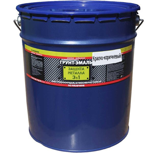 Эмаль по ржавчине "3 в 1" красно-коричневая Люкс глянцевая "Бриц", 18кг