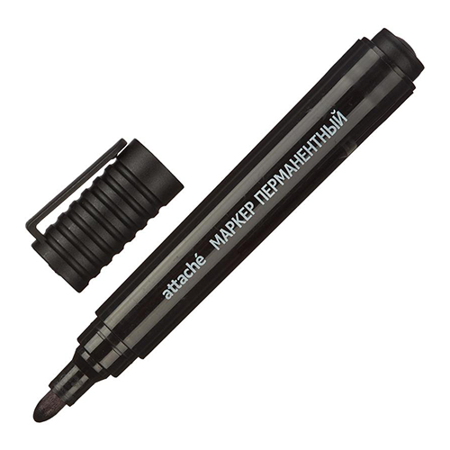 Маркер перманентный черный Attache "Economy", пулевидный наконечник 2-3мм
