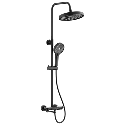 Душевой гарнитур "Belz" для ванны c тропическим душем и смесителем "B25713-7", кнопочный, с термостатом, с изливом