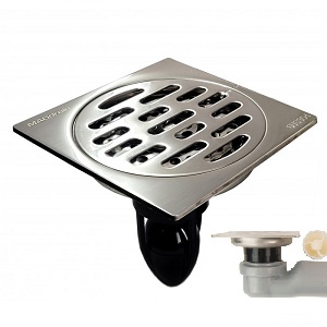 Трап "MAGdrain PC 01 Q50-G", 100*100мм, магнитный клапан, нержавека, полированный, блестящий