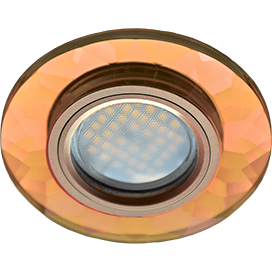 Светильник потолочный MR16 DL1654 GU5.3 Glass Ecola  встр. Стекло Круг граненый Янтарь / Черненая медь 25x90 (кd74)  [FA1654EFF.]