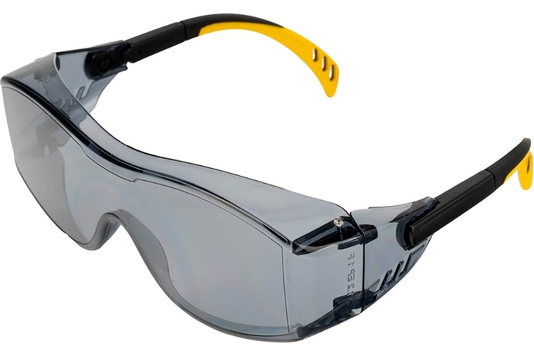Очки "Denzel" защитные открытые, поликорбонатные, увеличенная дымчатая линза, регулируемые дужки Denzel