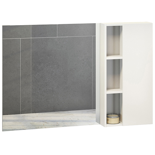 Шкаф с зеркалом "Милан-120", 1180*800мм, белый глянец