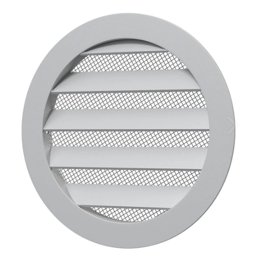 Решетка алюминиевая наружная круглая вентиляционная d=125 с фланцем d=100