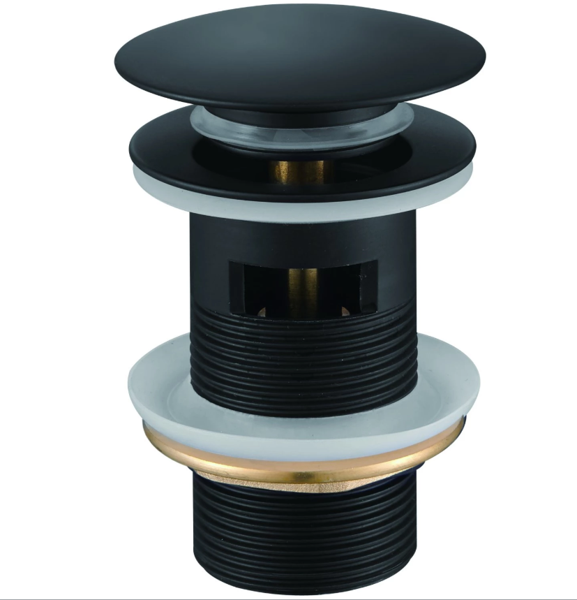 Донный клапан "Haiba" для умывальника, с переливом, черный, HB67-7