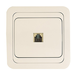 Розетка, ТЛФ1-ая, "Mimoza Makel", скрытой проводки, кремовая