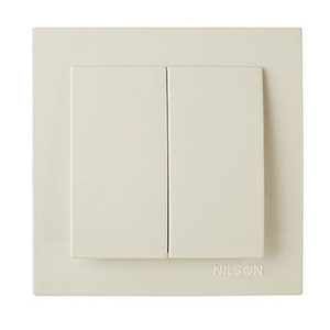 Выключатель "NILSON Touran" двухклавишный, скрытой проводки, кремовый