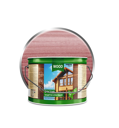 Состав защитно-красящий для древесины быстросохнущий  "FARBITEX ПРОФИ WOOD", 9л, "Махагон"
