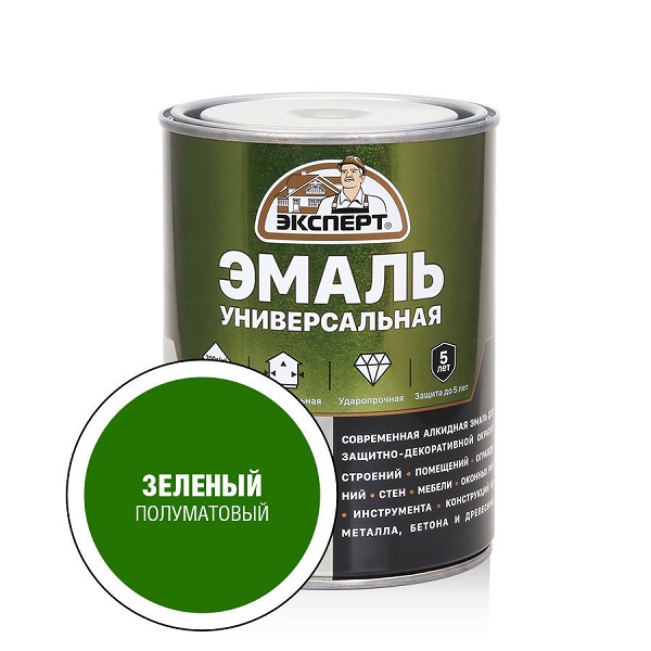 Эмаль алкидная зеленая универсальная "Эксперт", 0,8кг