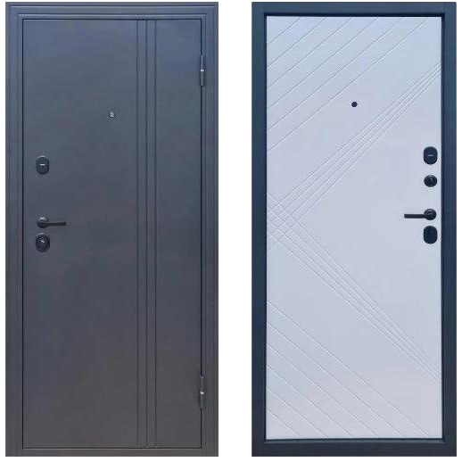 Дверь входная "Экстра Е-80", 960*2050*75мм, правая, металл - "Черный муар", МДФ - "Ясень белый"