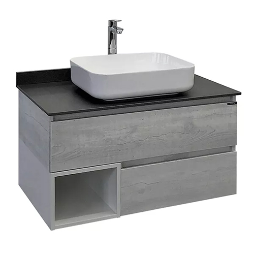 Тумба "Прага 90", 905*645*520мм, дуб белый с графитовой столешницей, подвесная с умывальником "Comforty T-Y9378"