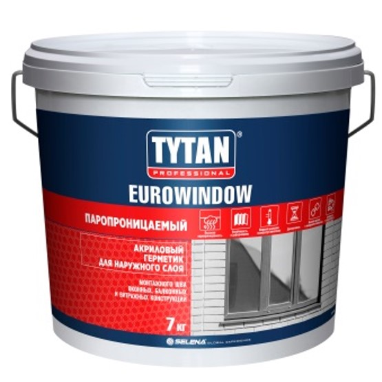 Герметик акриловый наружный паропроницаемый "Tytan Professional Eurowindow", 7кг, белый