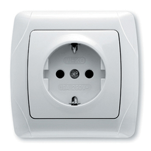 Розетка 1-ая c заземлением, "Carmen Viko", скрытой проводки, белая