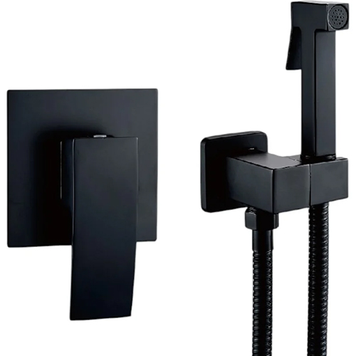 Смеситель гигиенический "Aloute A1125H", однорычажный, встраиваемый, черный