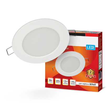 Светильник светодиодный  6Вт, 220В, 4000К, 420Лм, IP40, 120*100мм, встр. круг "IN HOME RLP-eco"