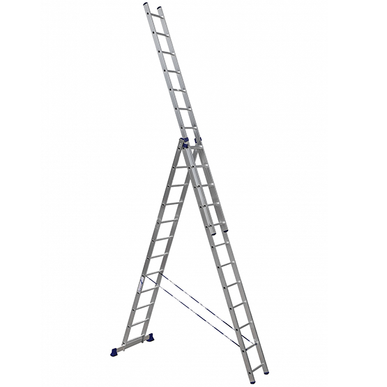 Лестница "Алюмет" алюминиевая Н3-12, 3 секции длиной по 3,38м