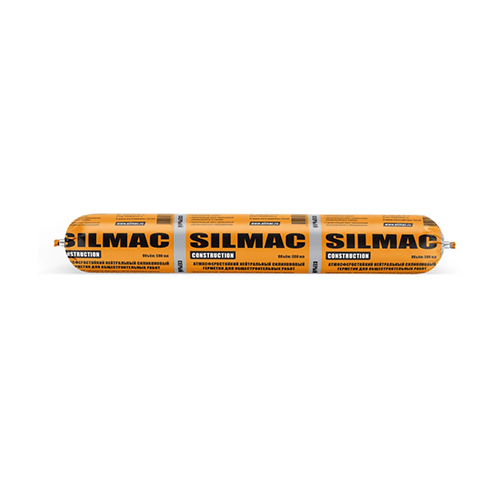 Герметик однокомпонентный силиконовый нейтральный "SILMAC CONSTRUCTION", 590мл, серый