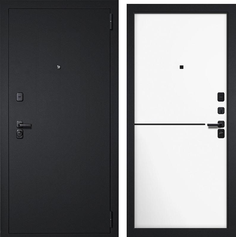 Дверь входная"Дуэт 3К Fusion",960*2050*90мм,правая,металл, - "Букле темный",МДФ "Белый Фуаро"