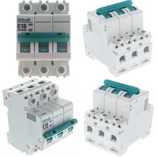 Автоматический выключатель ВА101 3Р 16А 4,5kA  "DEKraft"