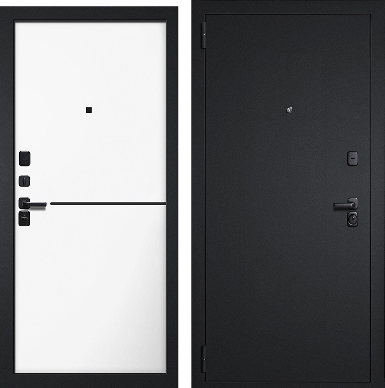 Дверь входная"Дуэт 3К Fusion",860*2050*90мм,левая,металл, - "Букле темный",МДФ "Белый Фуаро"