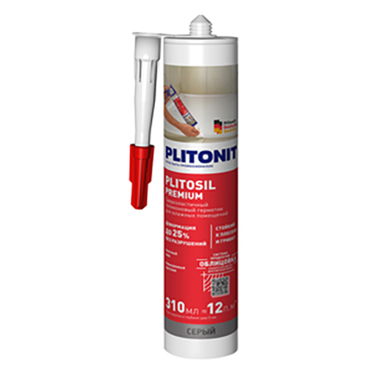 Герметик силиконовый санитарный "Plitosil Premium", 310мл, светло-серый