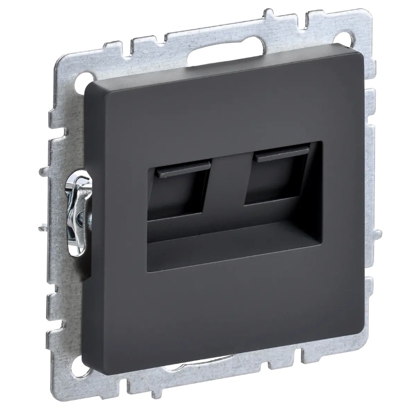 Розетка 2-ая компьютерная RJ45 кат.5E, "BRITE" с/п, механизм (без рамки), граф. IEK