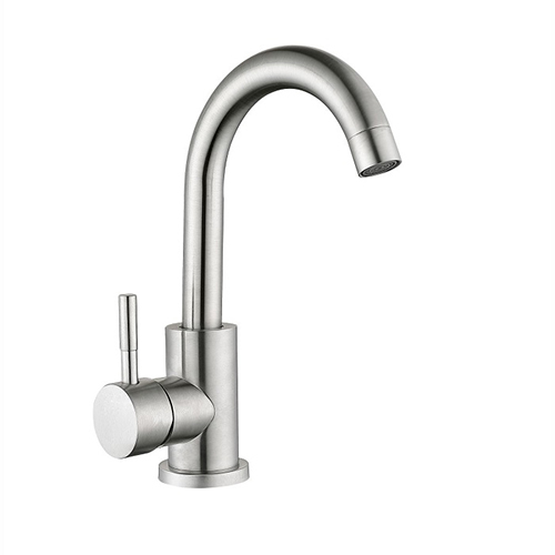 Смеситель "Антей" одноручковый для кухни "Руда 697010", нержавейка, с подводкой