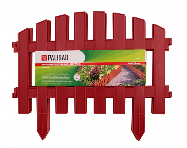 Забор декоративный, "Винтаж" 280*3000мм, терракот, "Palisad"