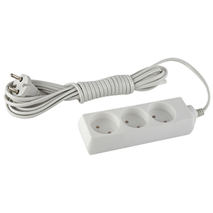 Удлинитель, 3 розетки без заземления, длина 3м, мощность 1300Вт "Эра" UX-3-3m