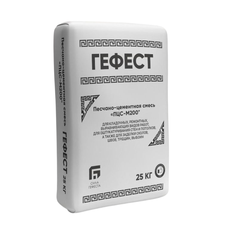 Смесь песчано-цементная М-200 "Гефест", 25кг