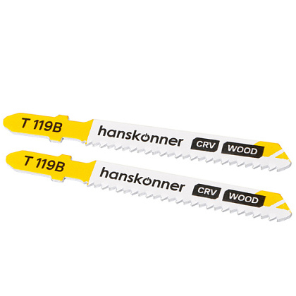Пилки для лобзика по дереву 2шт, H02-119B (дерево, фанера 2-15мм) Hanskonner
