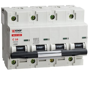 Автоматический выключатель ВА47-100 4Р 10А 10кА тип C "ЭКФ"