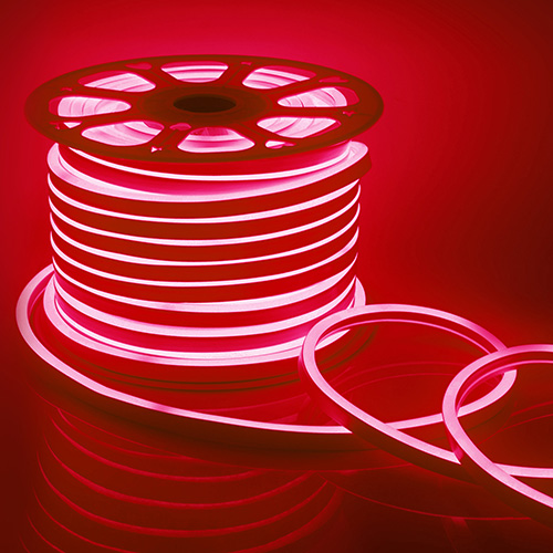 Светодиодный неон, мини, 220В, 5,5Вт/м , smd2835, 120д/м , IP65, 8*16мм, крас