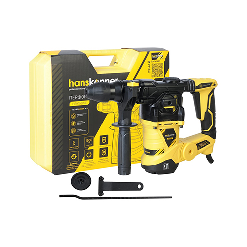 Перфоратор SDS-Plus Hanskonner, HRH1532RE 1500Вт, 32мм, 6Дж, 0-4500уд/мин, 3 реж, ВЕРТИКАЛ, 4м каб, кейс