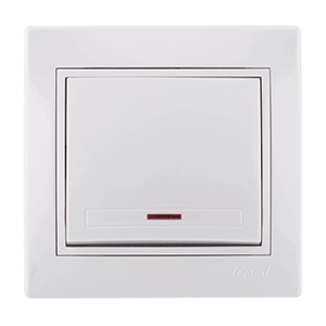 Выключатель 1-кл с подсветкой, "Mira lezard", скрытой проводки, белый