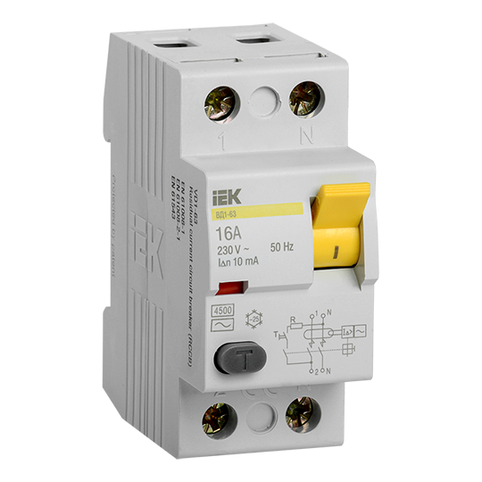 Выключатель дифференциальный ВД1-63 (УЗО), 2Р 16А 10мА "ИЭК"