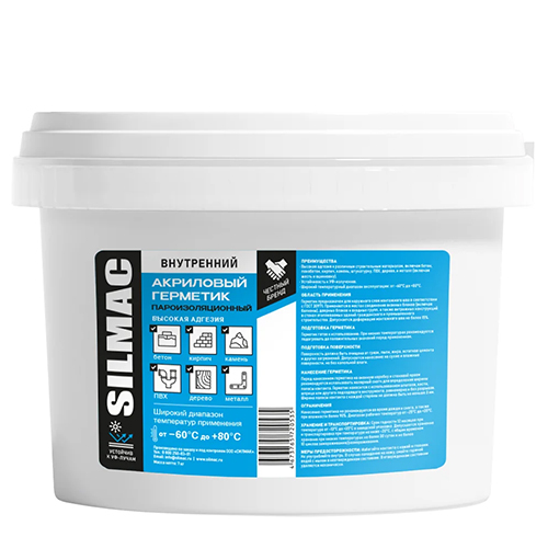 Герметик акриловый внутренний пароизоляционный "SILMAC", 7кг, белый