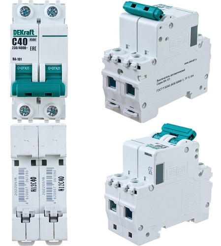 Автоматический выключатель ВА101 2Р 40А 4,5kA  "DEKraft"