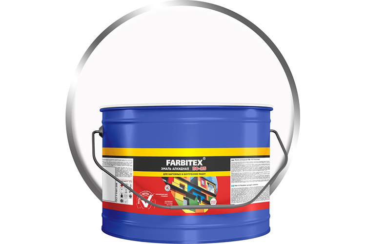 Эмаль алкидная белая ПФ-115 "FARBITEX", 10кг
