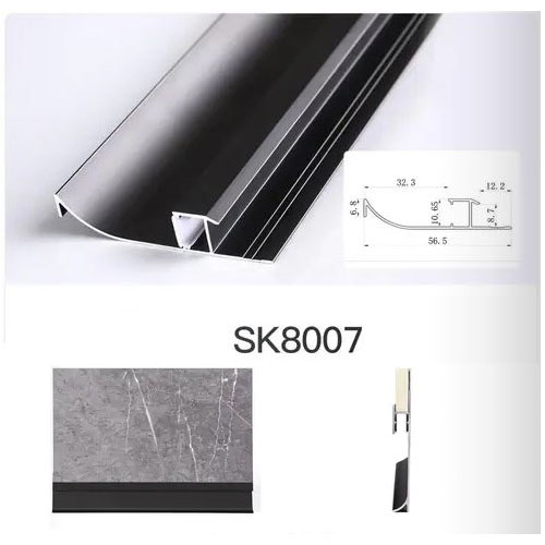 Профиль плинтус под диодную ленту - SK8007, матовый черный, 3м