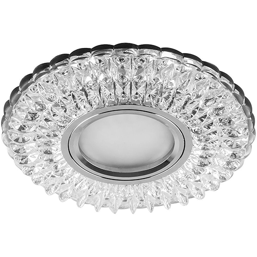 Светильник потолочный встраив. MR16 G5.3, 50Вт, "CD937" прозрачный хром, с подсветкой SMD 4000К, драйвер в компл. "Feron"