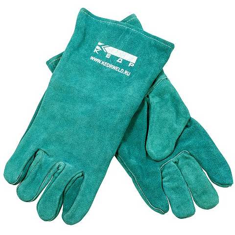 Краги спилковые КЕДР КС-15 ЛЮКС, зеленые