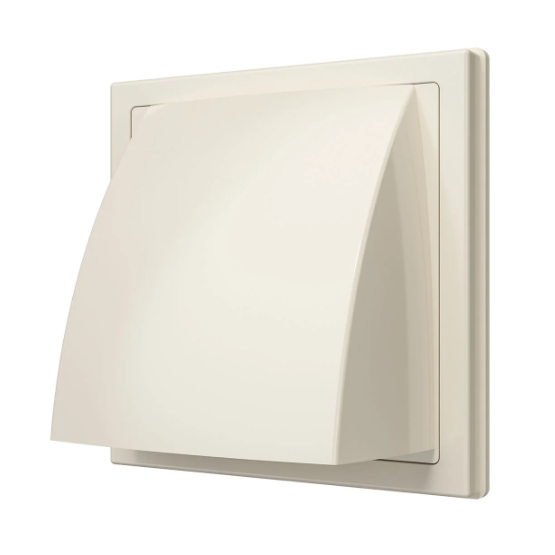 Вентиляц. вытяж. стеновой выход 150*150 с обратным клапаном, с фланцем d=100 "Слоновая кость" ASA